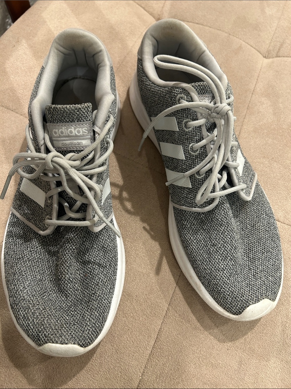 adidas Light Grey Knit Athletic Sneakers